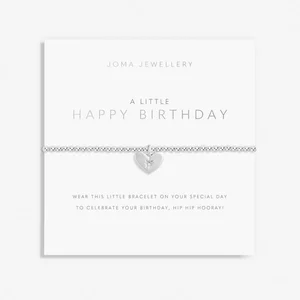 A Little' Happy Birthday' Silver Plated & Gold Stretch Bracelet 17.5cm