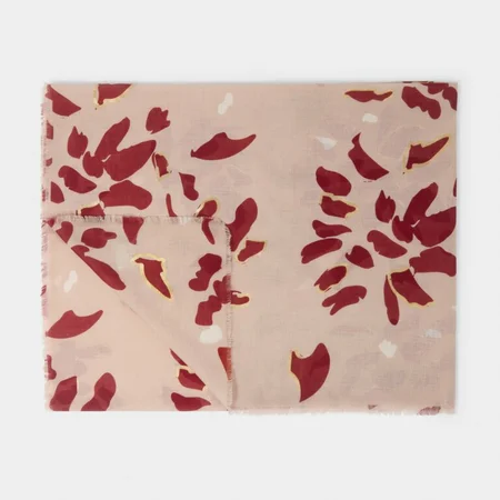 PRINTED FOIL SCARF | SCATTERED PETALS | Dusty Rose / Garnet Red/ Gold Foil | 184cm x 86cm x 1cm - image 1