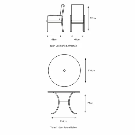 L/Grow Turin 4 Seat Dining Set With Parasol. - image 2